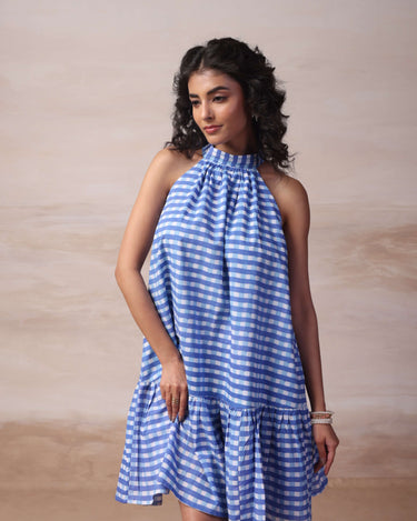 Blue Gingham Breeze Dress