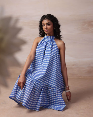Blue Gingham Breeze Dress