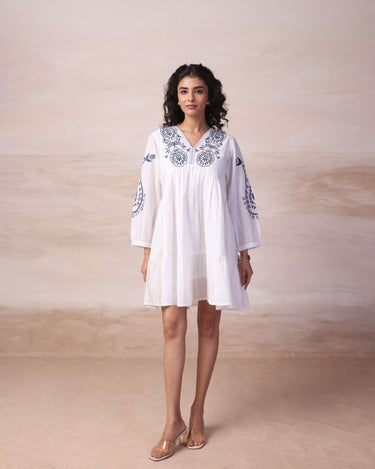 Azure Petal Mini Dress