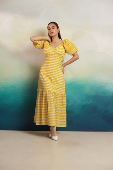 Daisy Check Midi Dress