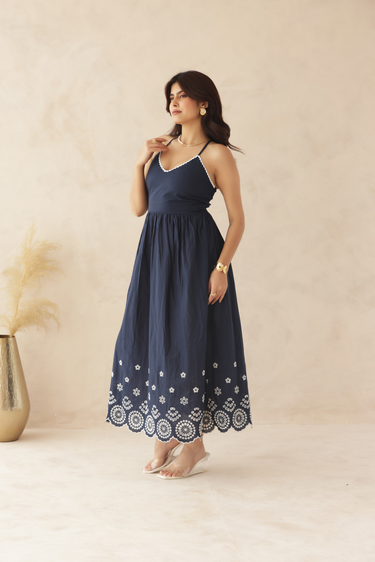 NAVY MUSE MAXI DRESS