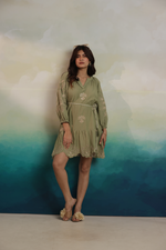 Load image into Gallery viewer, OLIVE PETAL MINI DRESS
