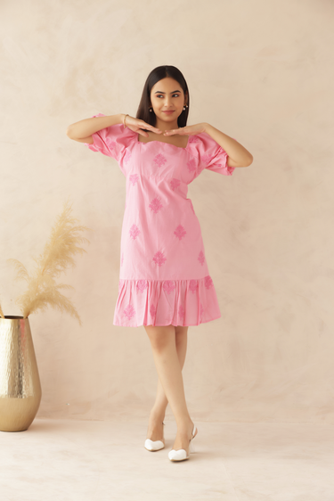 PINK PETAL MINI DRESS