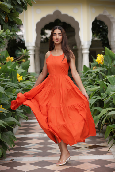 ELIANA LAYERED MAXI DRESS - Orange