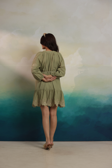 OLIVE PETAL MINI DRESS