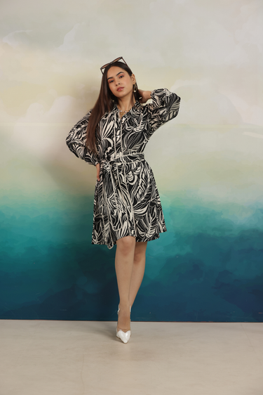 Monochrome Muse Shirt Dress
