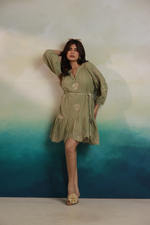 Load image into Gallery viewer, OLIVE PETAL MINI DRESS
