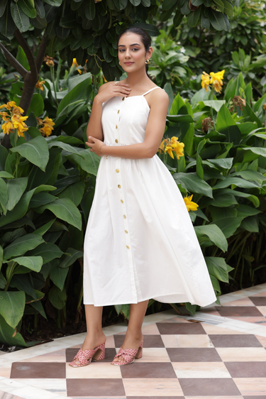 IVORY AURA MIDI DRESS