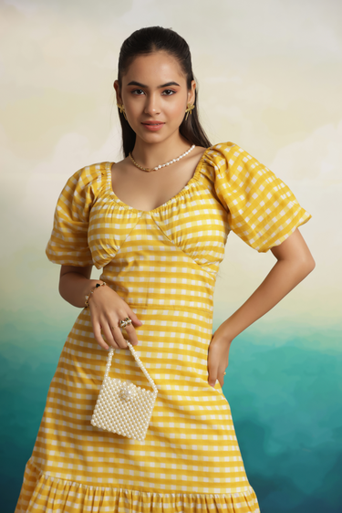 Daisy Check Midi Dress