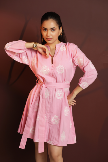 PETAL BLUSH MINI DRESS