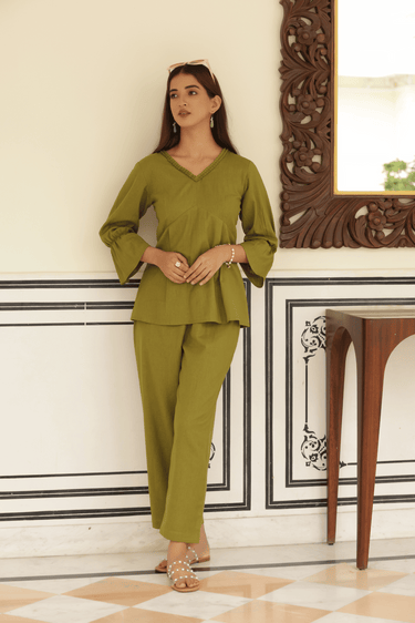 Olive Aura Cotton Cord-Set