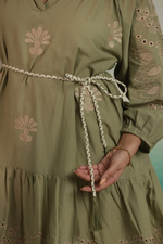 Load image into Gallery viewer, OLIVE PETAL MINI DRESS
