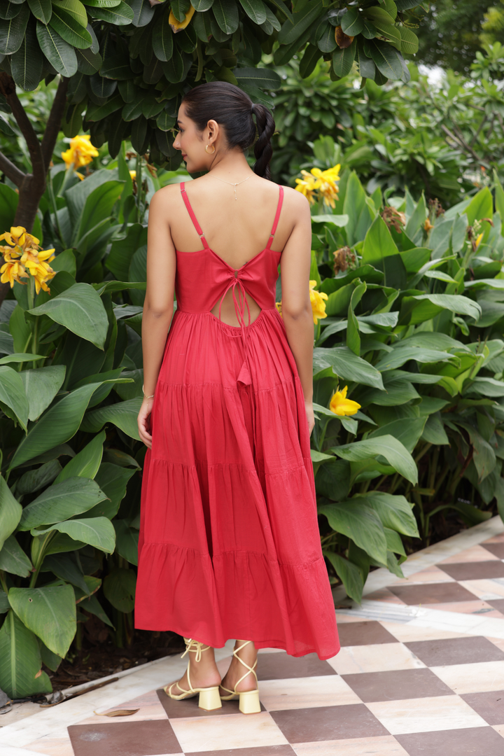 ELIANA LAYERED MAXI DRESS - red