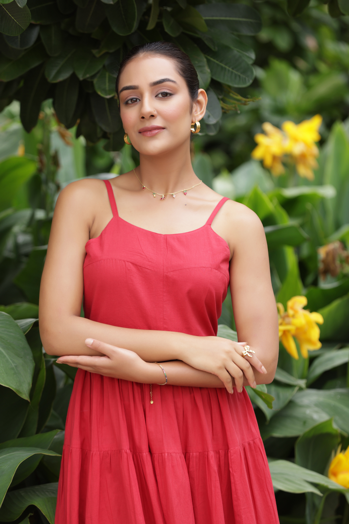 ELIANA LAYERED MAXI DRESS - red