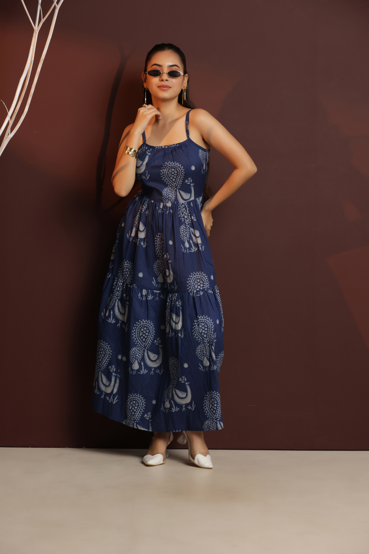Peacock Bloom Maxi Dress