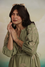 Load image into Gallery viewer, OLIVE PETAL MINI DRESS
